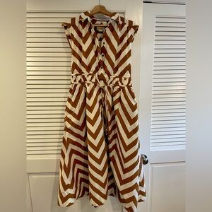 Anthropologie Women’s Maeve Sleeveless Chevron Pattern Midi Dress